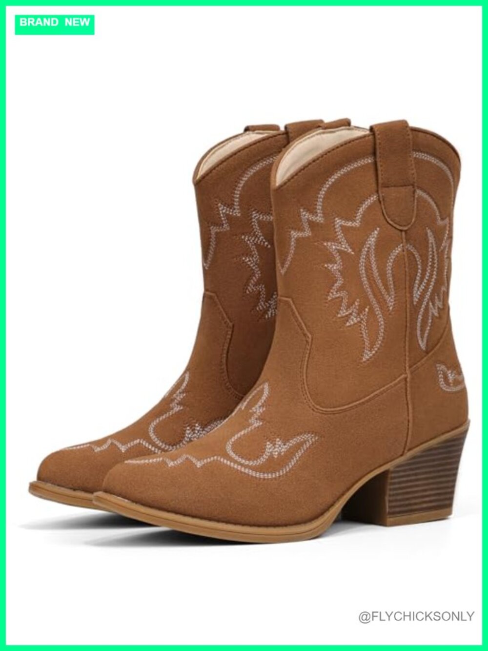 Ankle Cowboy Boots Pointed Toe Western Booties Vegan Leather